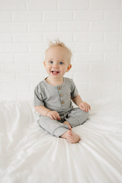 Bamboo Henley Romper by Little Joy Co., product view 30