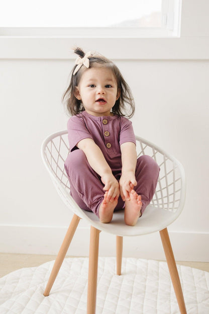 Bamboo Henley Romper by Little Joy Co., product view 27