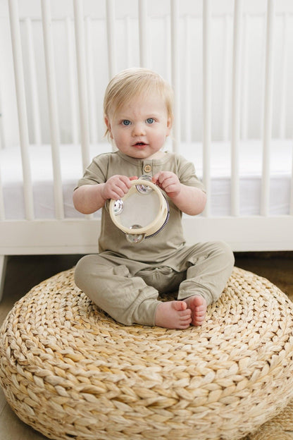 Bamboo Henley Romper by Little Joy Co., product view 18