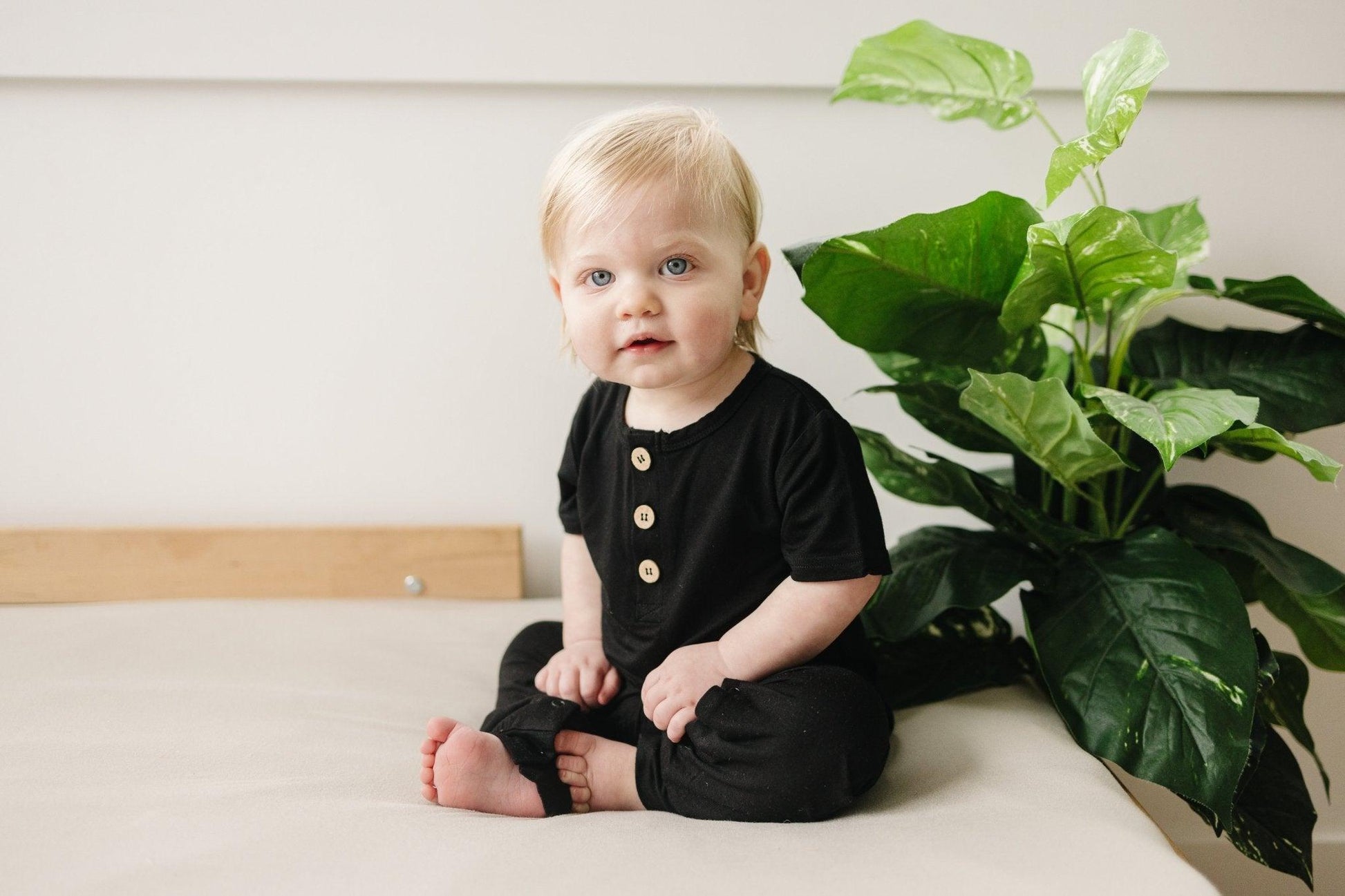 Bamboo Henley Romper by Little Joy Co., product view 21