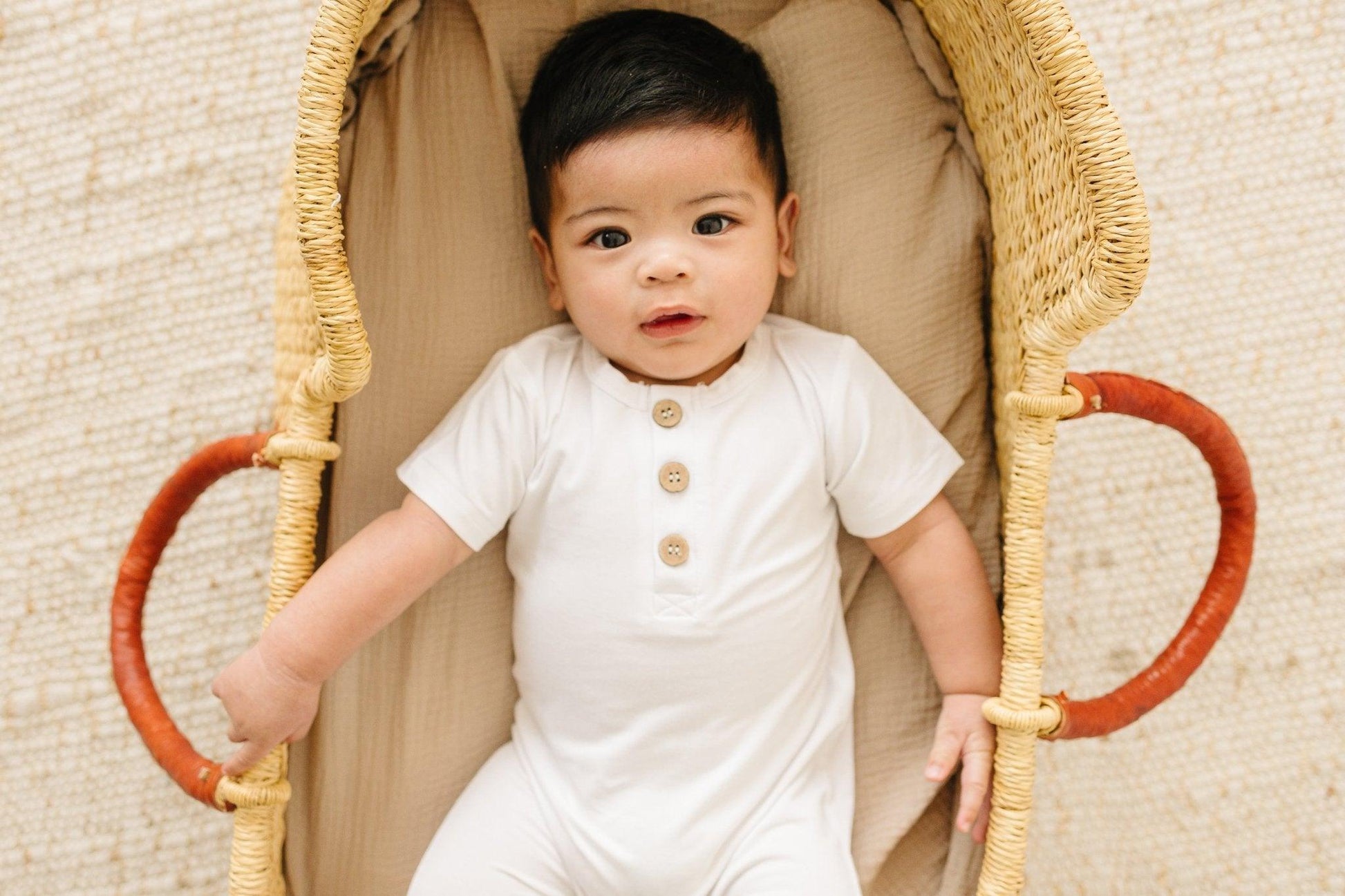 Bamboo Henley Romper by Little Joy Co., product view 11