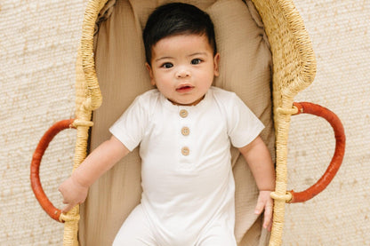 Bamboo Henley Romper by Little Joy Co., product view 11