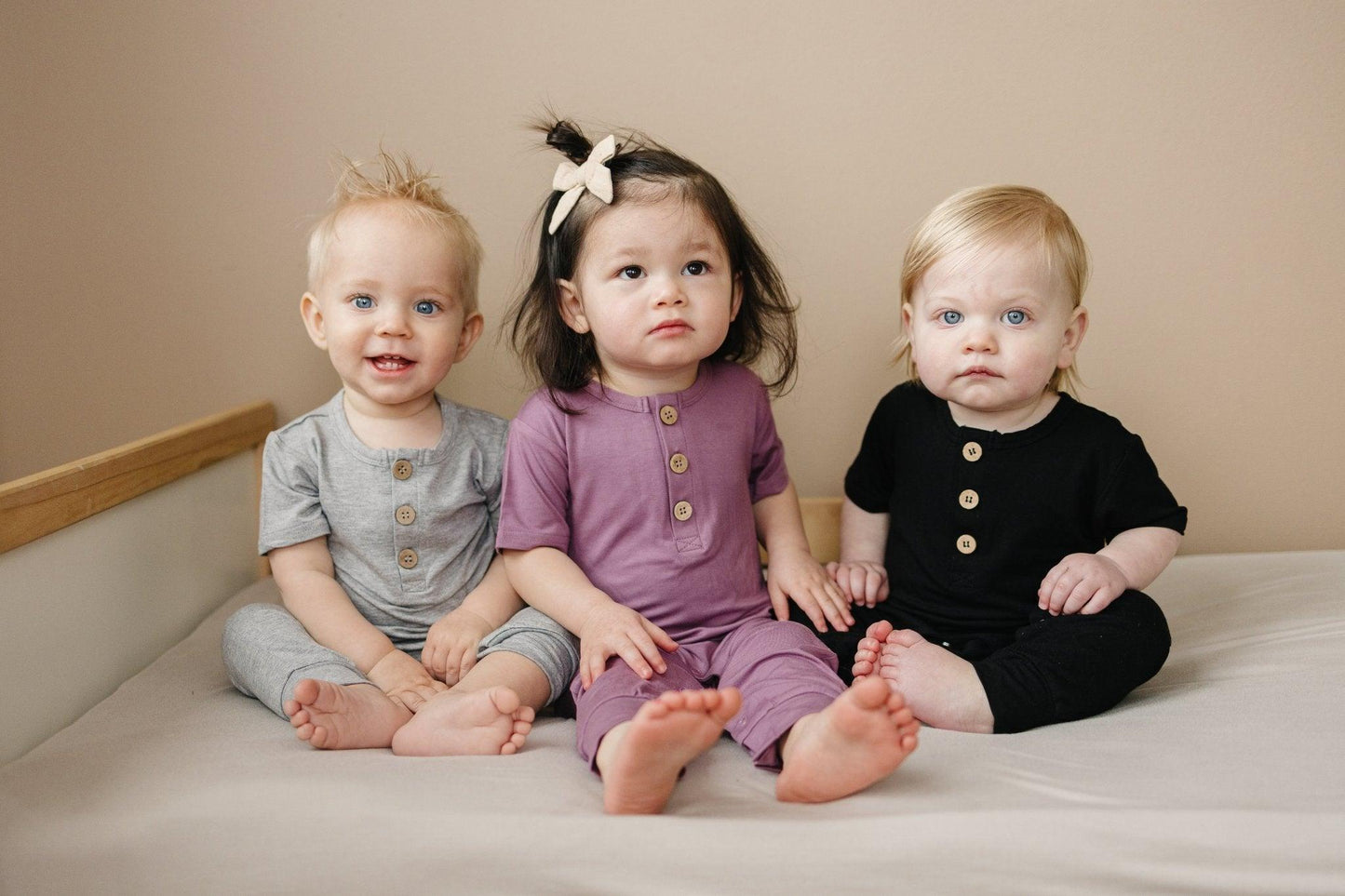 Bamboo Henley Romper by Little Joy Co., product view 2