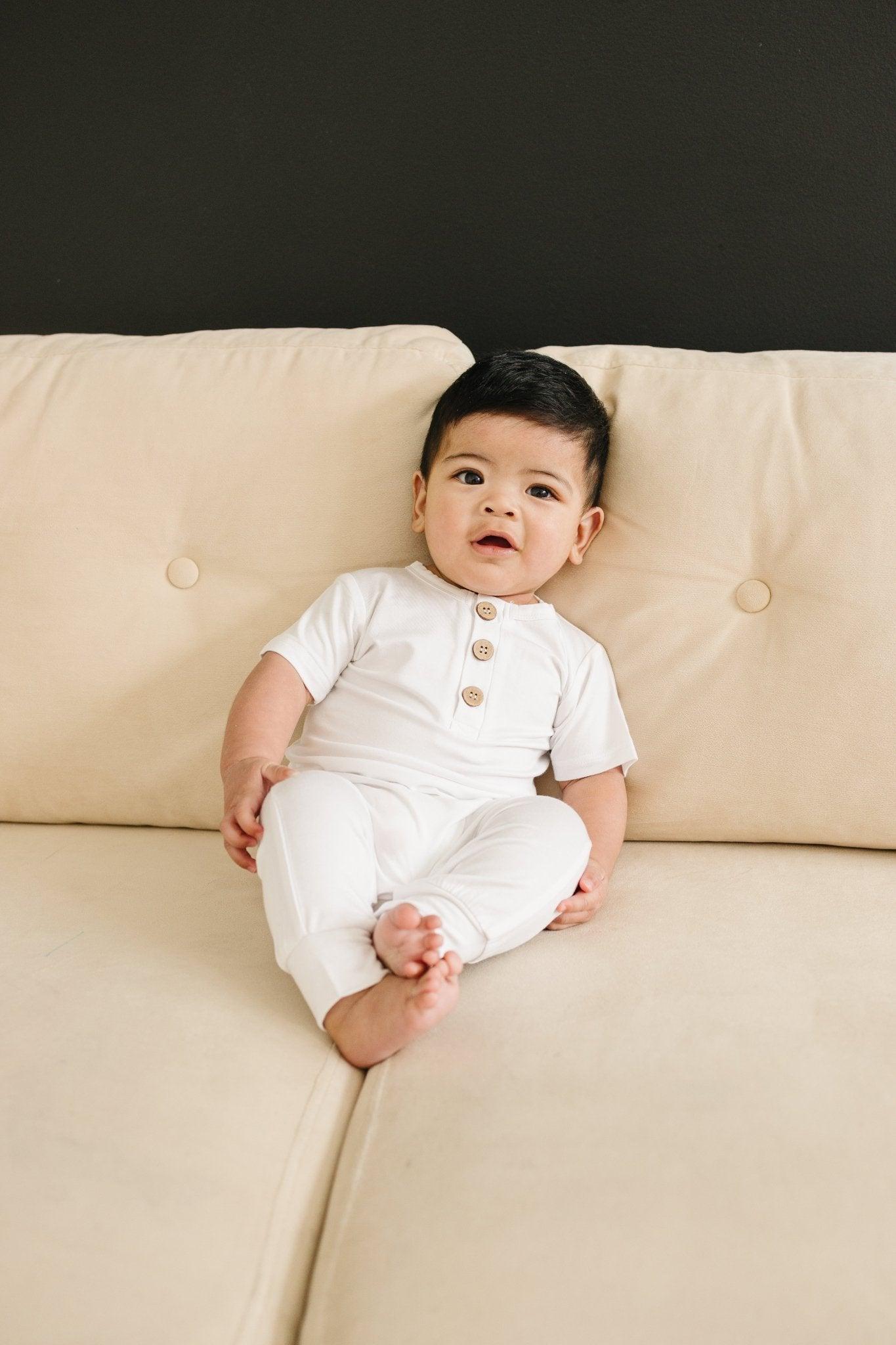 Bamboo Henley Romper by Little Joy Co., product view 9