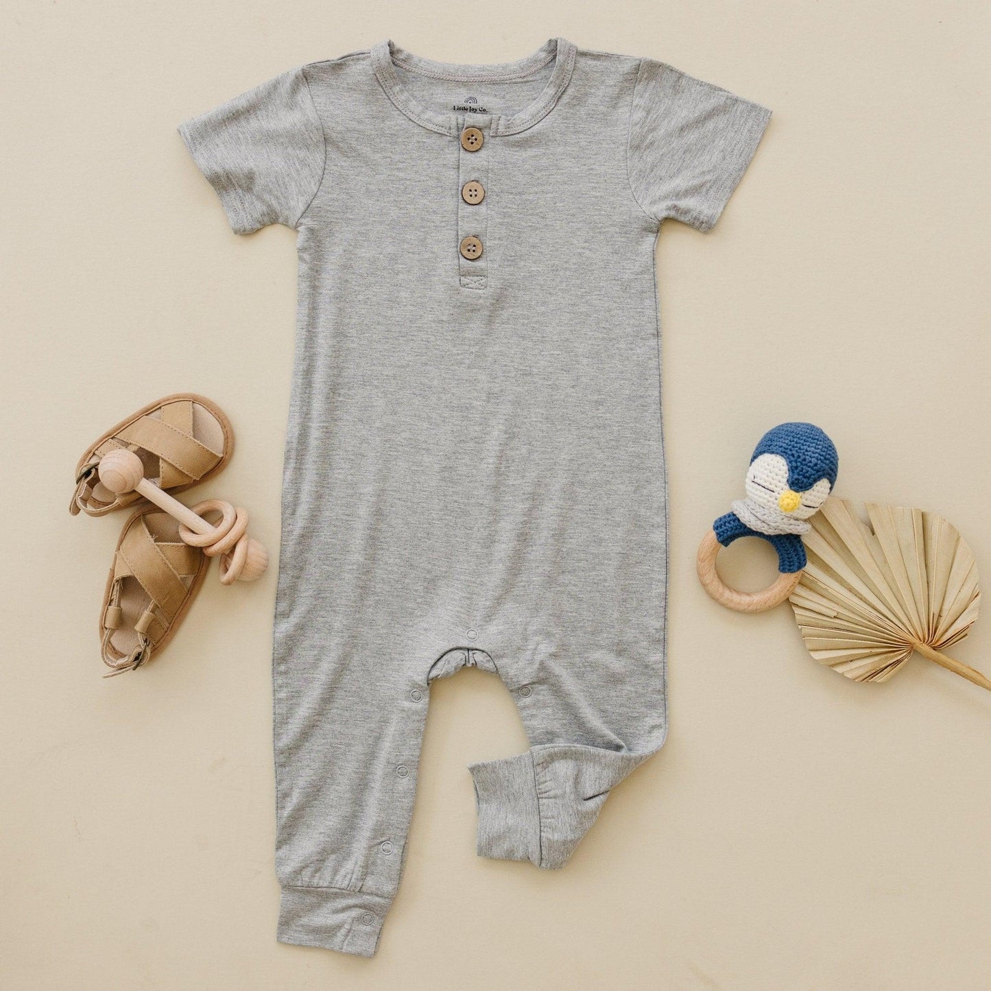 Bamboo Henley Romper by Little Joy Co., product view 13