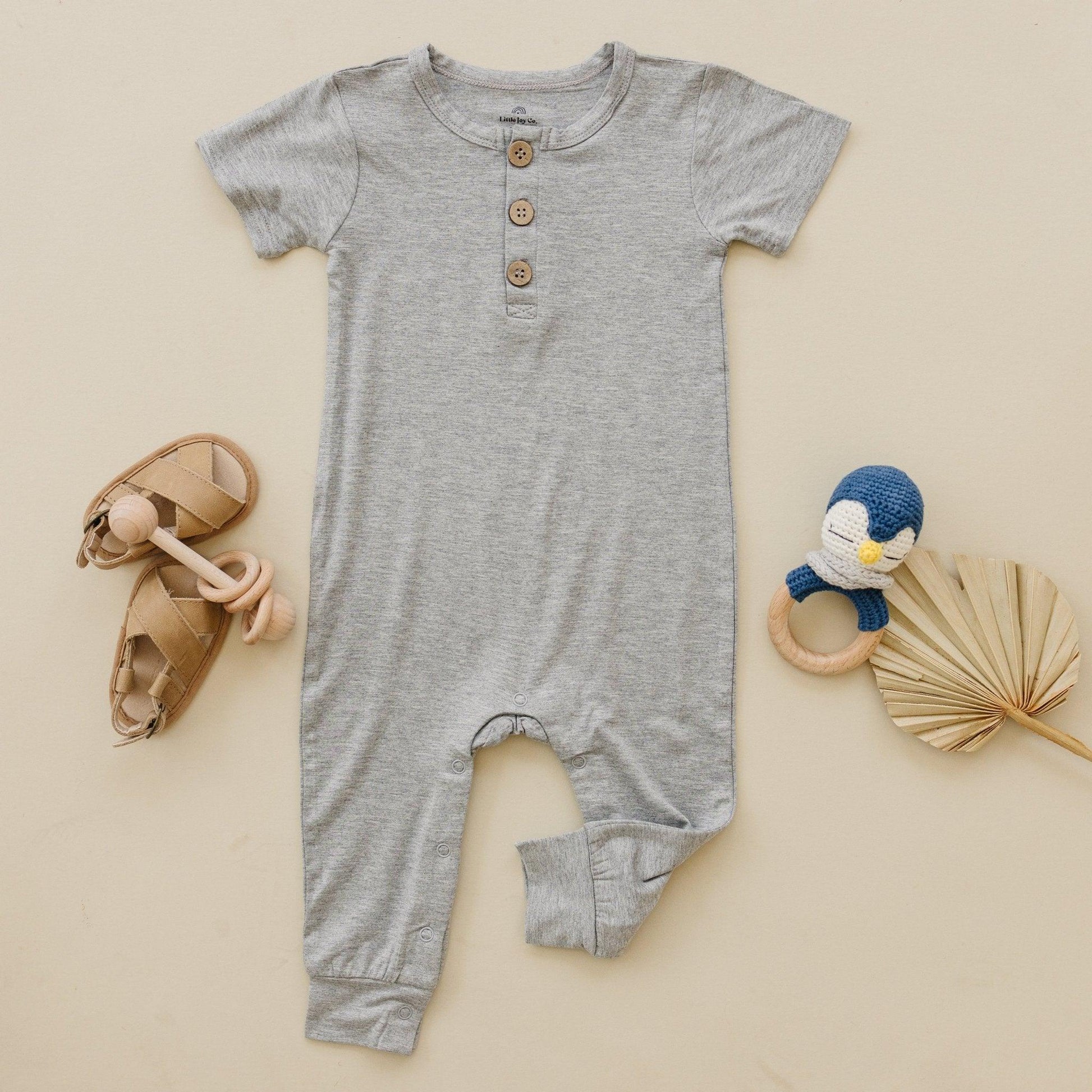 Bamboo Henley Romper by Little Joy Co., product view 13