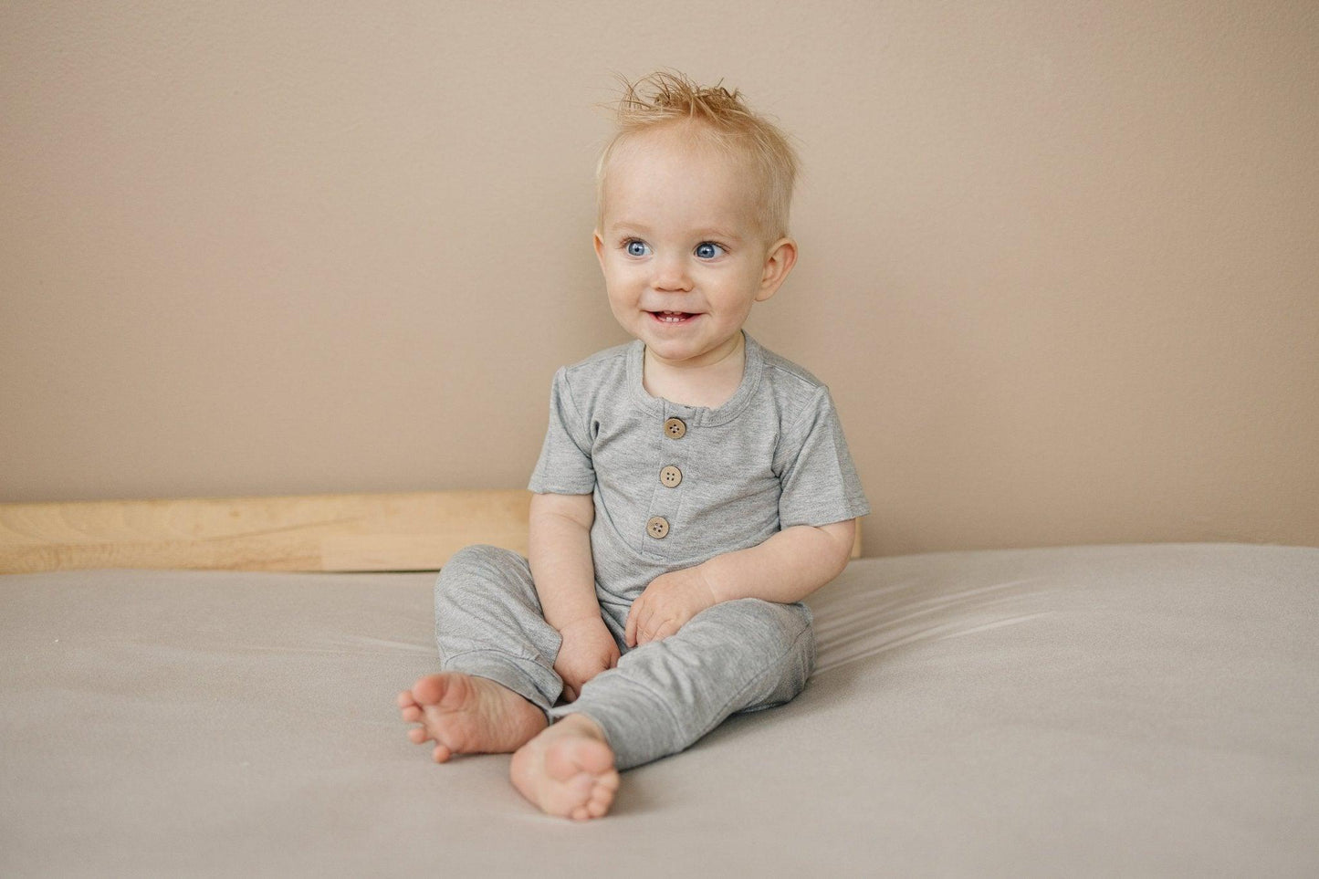 Bamboo Henley Romper by Little Joy Co., product view 28