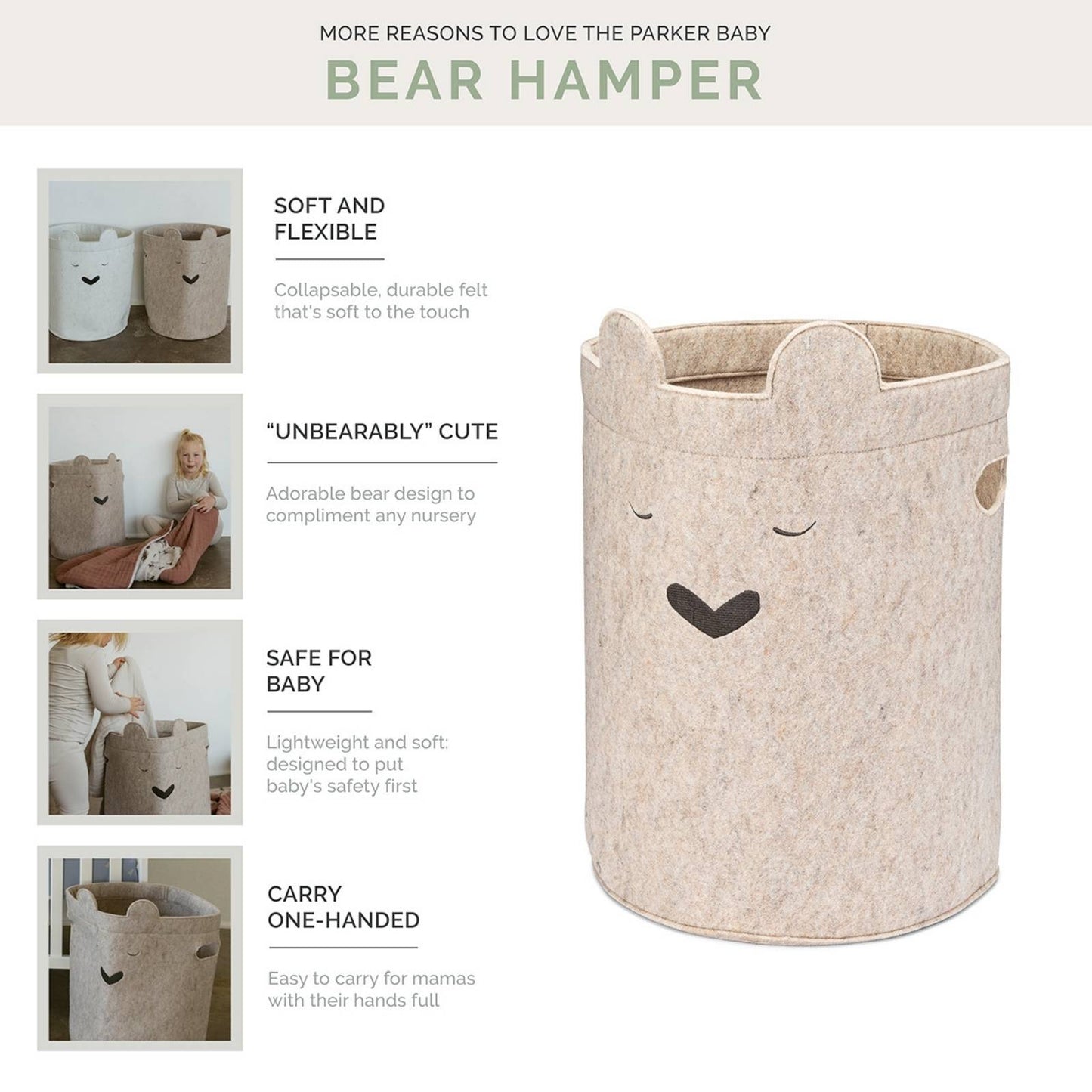 Bear Felt Laundry Hamper by Parker Baby Co., product view 3
