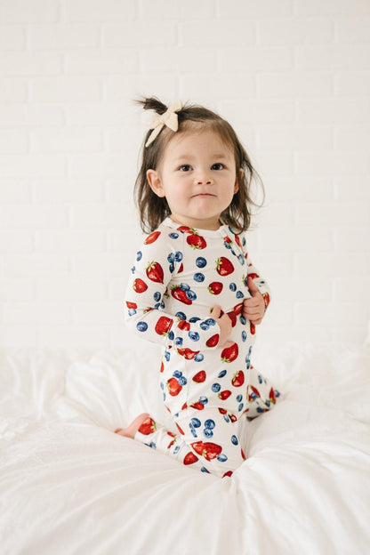 Berry Sweet Bamboo Zippy Romper by Little Joy Co., product view 2
