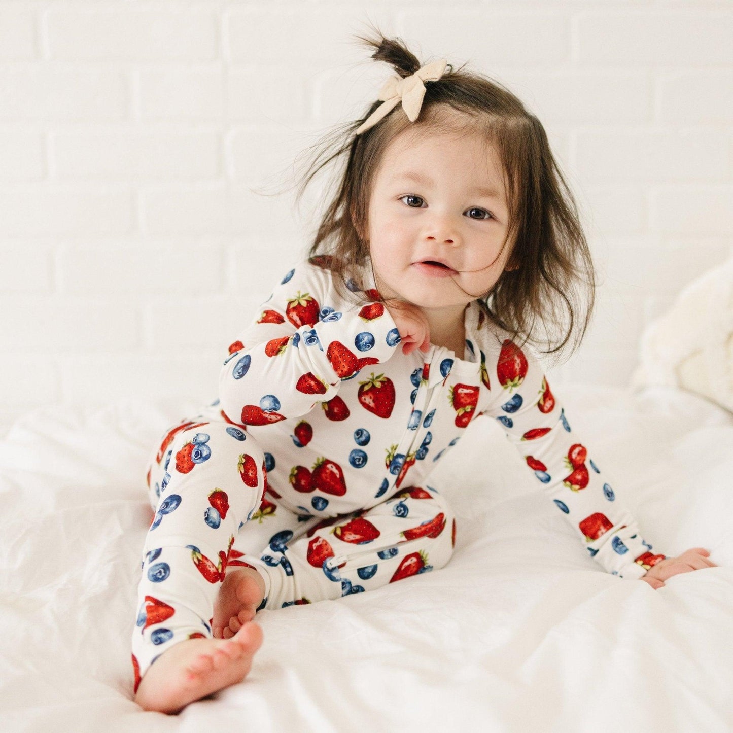 Berry Sweet Bamboo Zippy Romper by Little Joy Co., product view 4