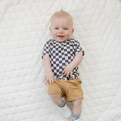 Black Checkered Bamboo Tee by Little Joy Co.