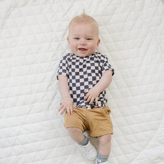 Black Checkered Bamboo Tee by Little Joy Co.