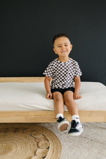 Black Checkered Bamboo Tee by Little Joy Co., product view 8