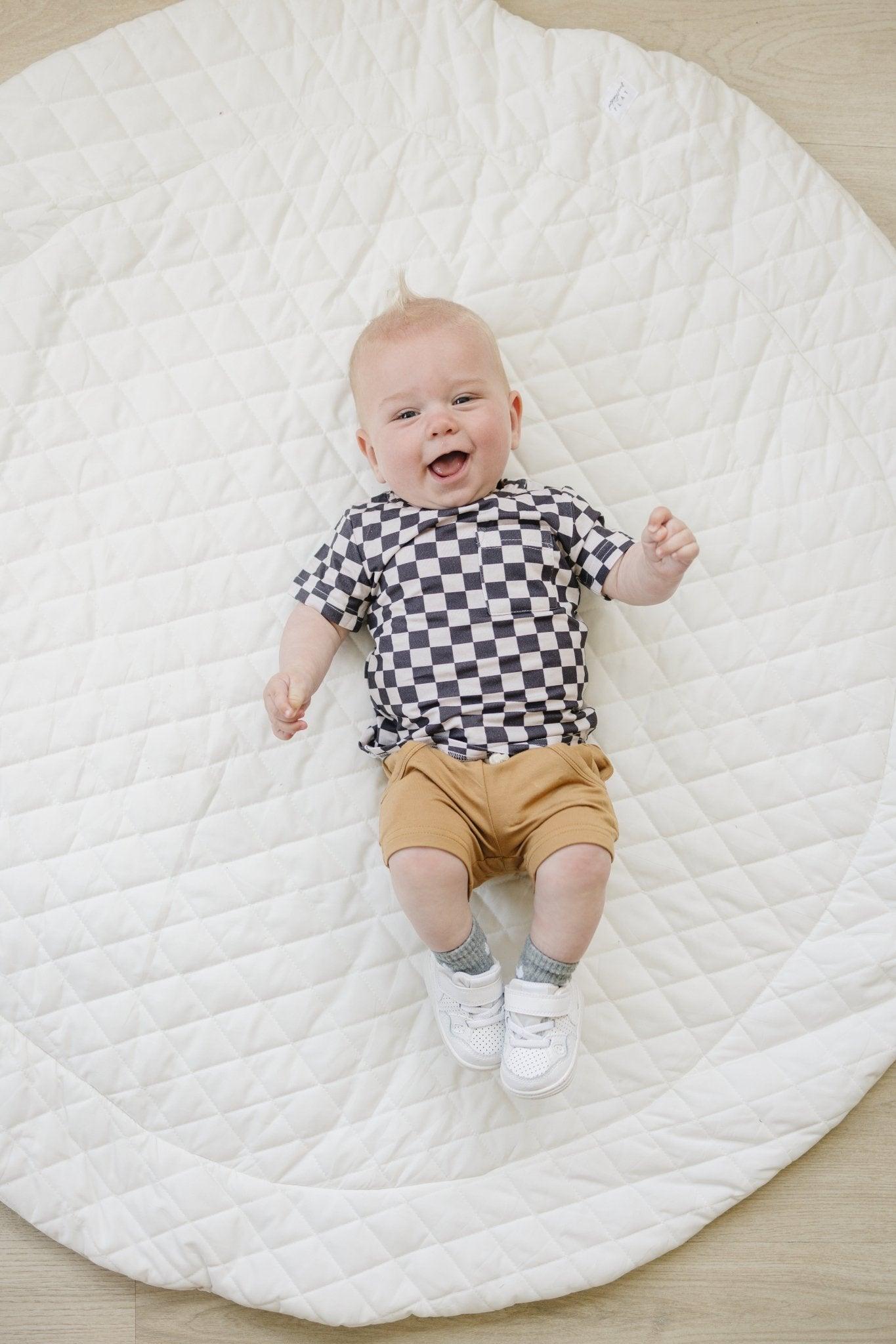 Black Checkered Bamboo Tee by Little Joy Co., product view 4