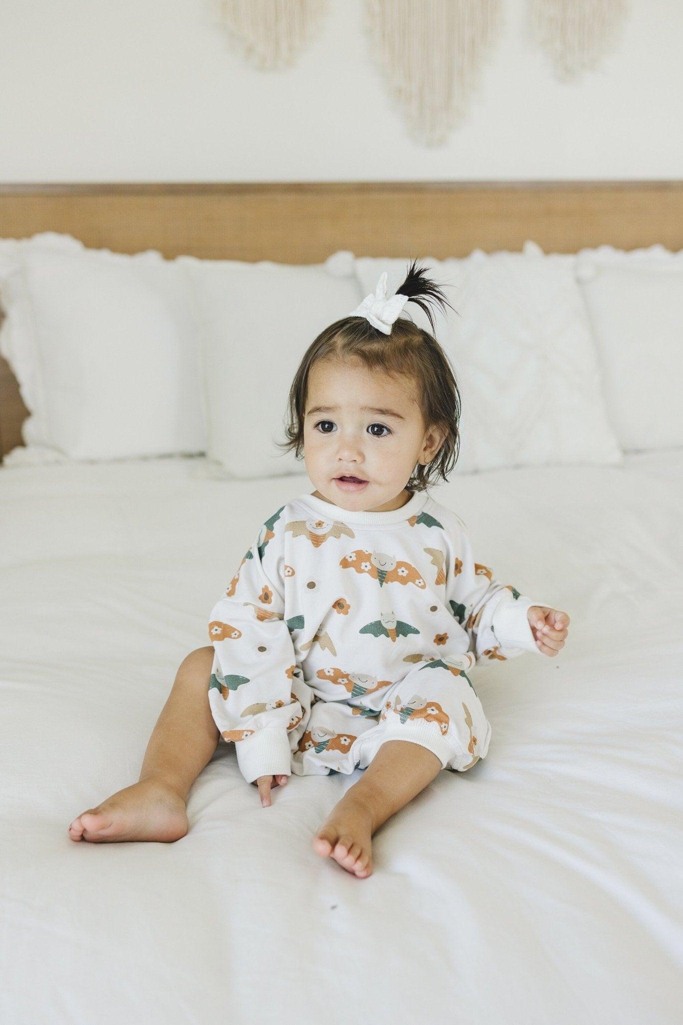 Boho Bats Bamboo Bubble Romper by Little Joy Co., product view 5