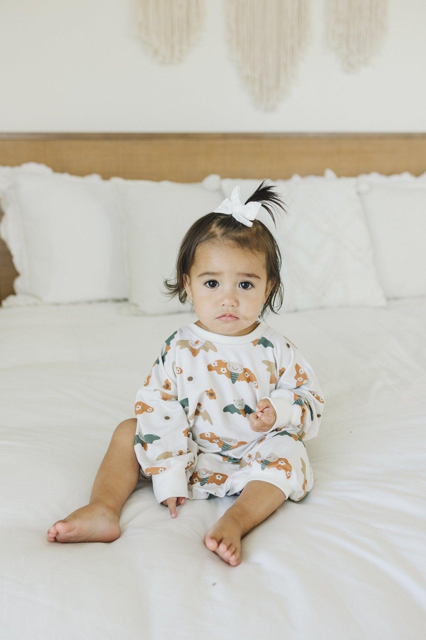Boho Bats Bamboo Bubble Romper by Little Joy Co., product view 6