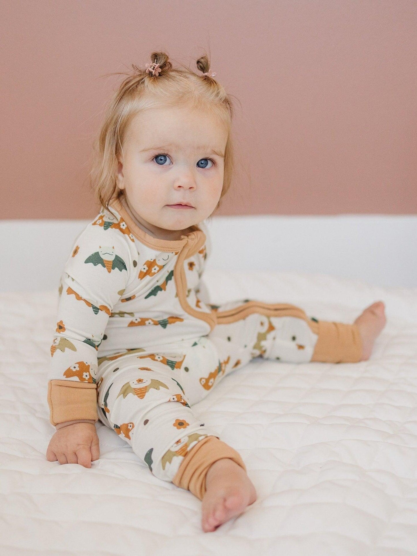 Boho Bats Bamboo Zippy Romper by Little Joy Co., product view 6