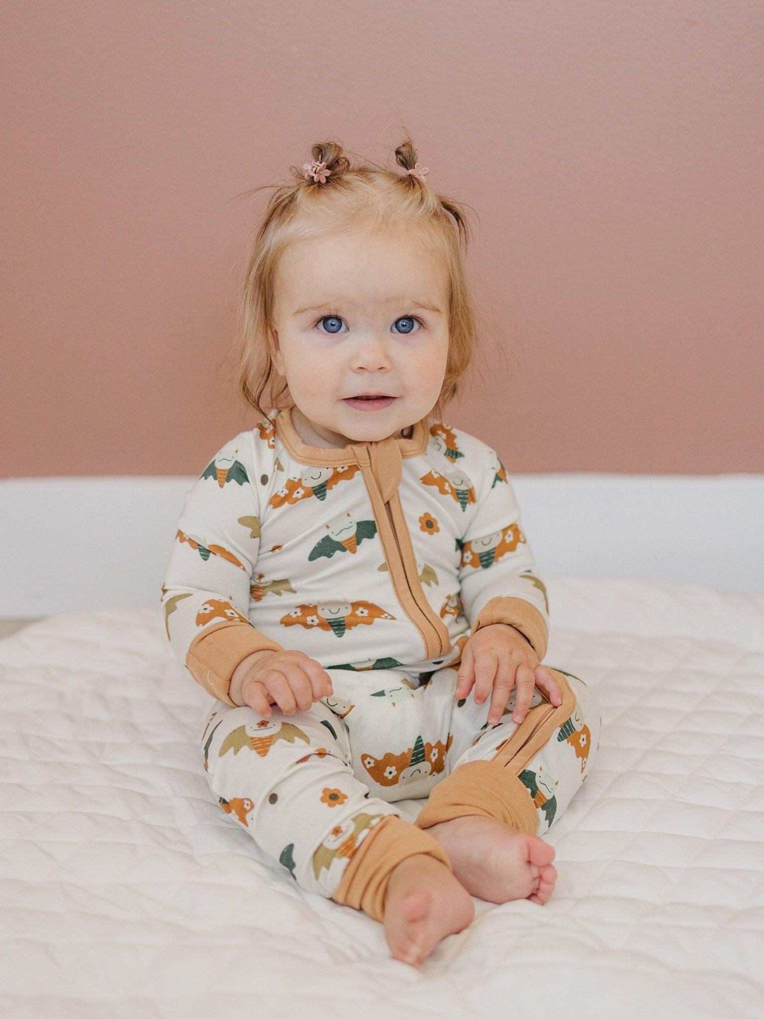 Boho Bats Bamboo Zippy Romper by Little Joy Co., product view 2