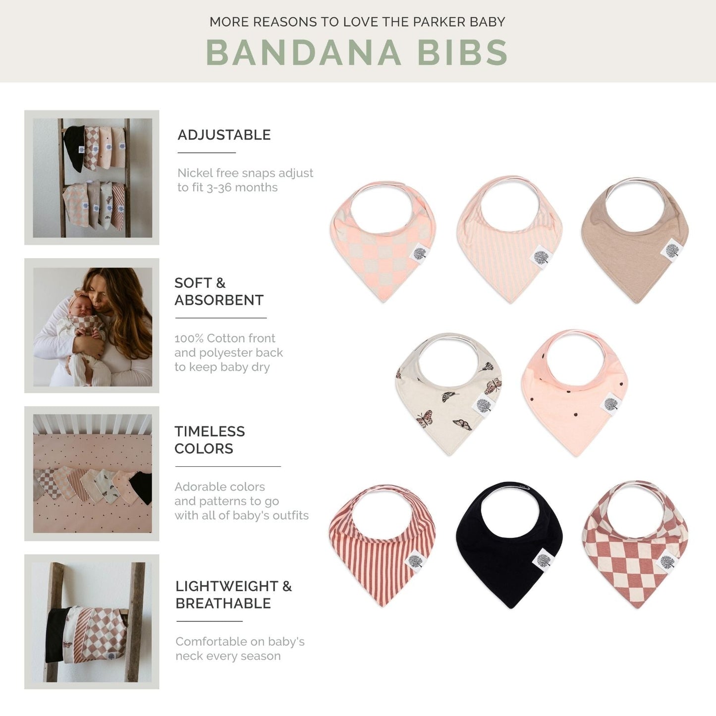 Butterfly Bandana Bib Set (8 pack) by Parker Baby Co., product view 3
