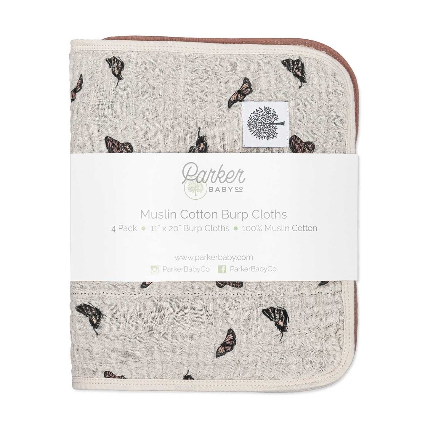 Butterfly Set - Muslin Burp Cloths (4 Pack) by Parker Baby Co., product view 4