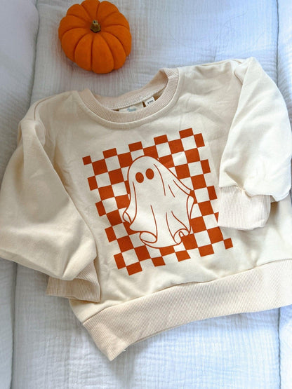 Checkered Ghost Crewneck Sweatshirt by Little Joy Co., product view 3