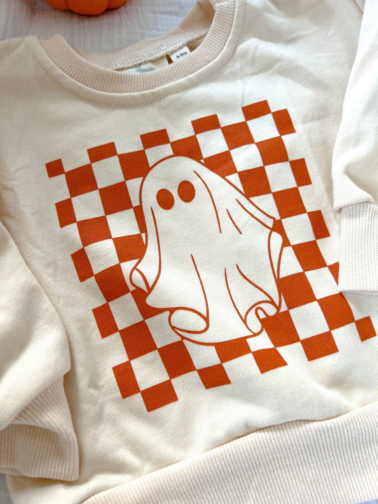 Checkered Ghost Crewneck Sweatshirt by Little Joy Co., product view 4