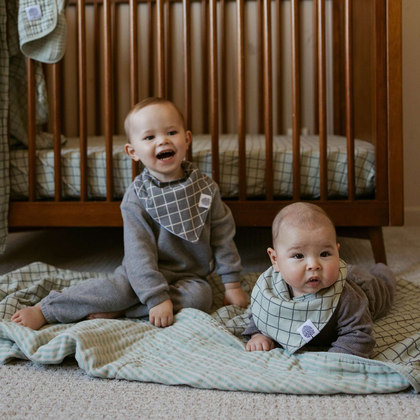 Sage Windowpane Quilt by Parker Baby Co., product view 6