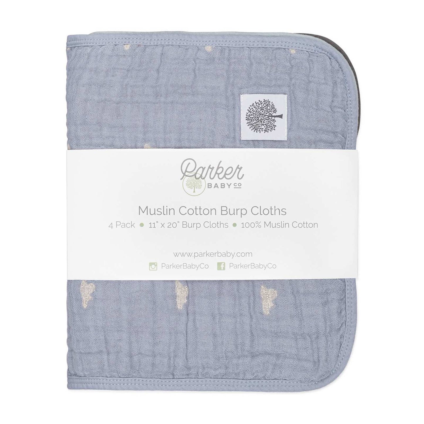 Cloud Set - Muslin Burp Cloths (4 Pack) by Parker Baby Co., product view 10
