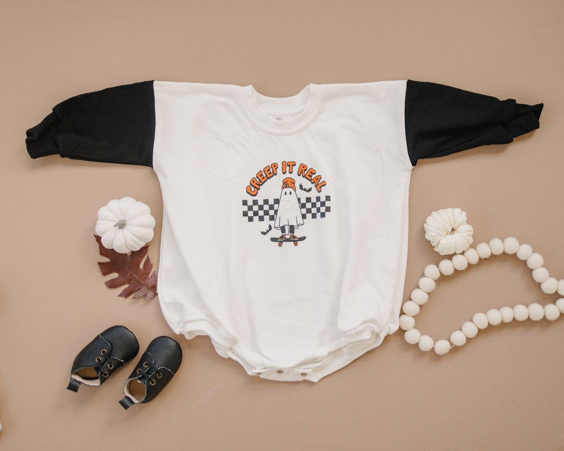 Creep It Real Halloween Sweatshirt Romper by Little Joy Co., product view 2