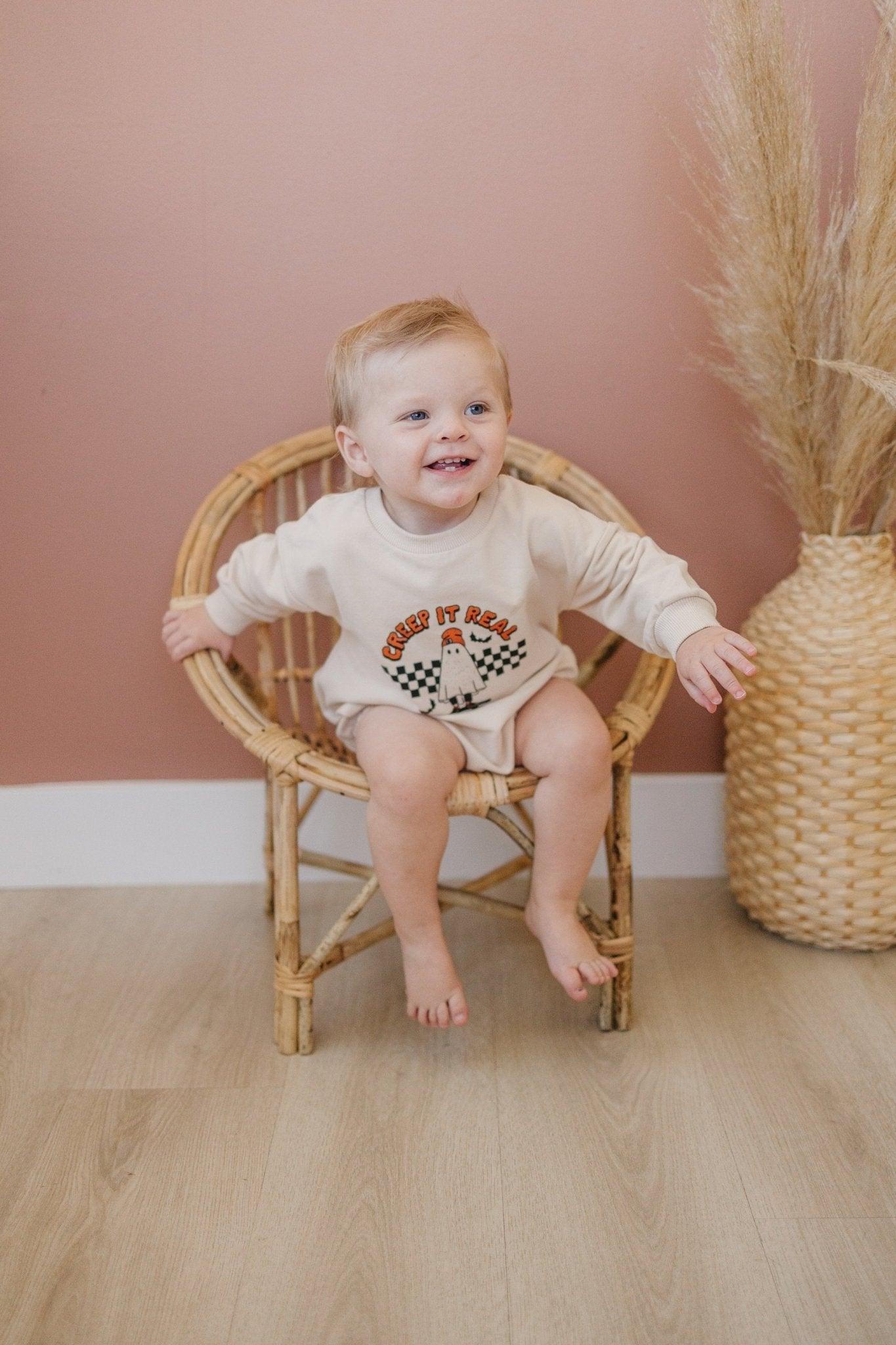 Creep It Real Organic Cotton Sweatshirt Romper by Little Joy Co., product view 6