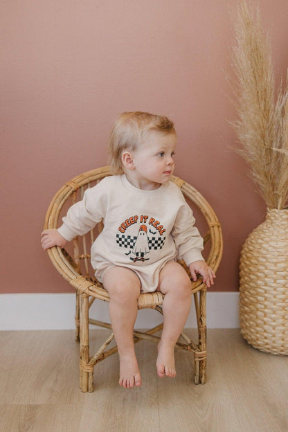 Creep It Real Organic Cotton Sweatshirt Romper by Little Joy Co., product view 2