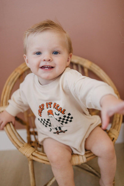 Creep It Real Organic Cotton Sweatshirt Romper by Little Joy Co., product view 8