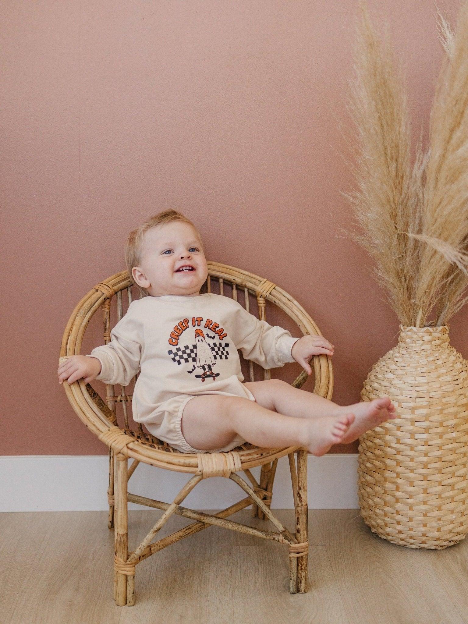 Creep It Real Organic Cotton Sweatshirt Romper by Little Joy Co., product view 4