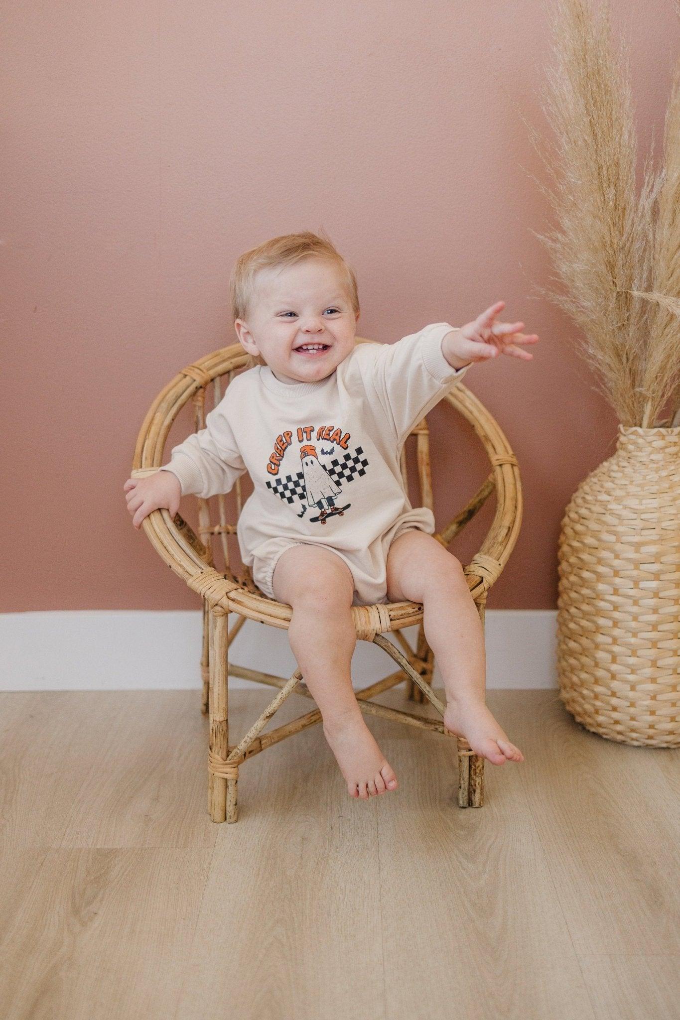 Creep It Real Organic Cotton Sweatshirt Romper by Little Joy Co., product view 7
