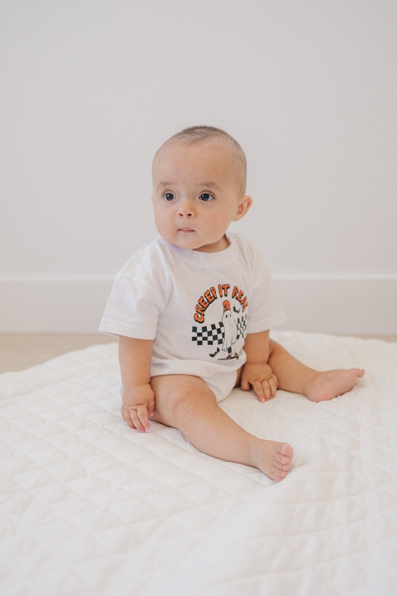 Creep It Real Organic Cotton T-Shirt Romper by Little Joy Co., product view 5