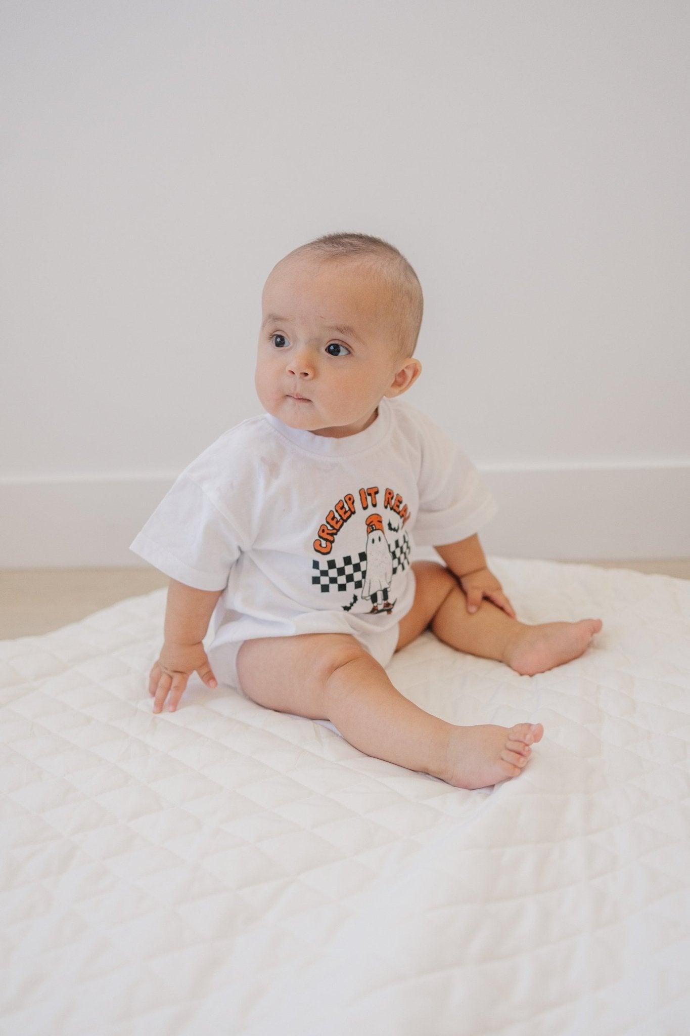 Creep It Real Organic Cotton T-Shirt Romper by Little Joy Co., product view 4