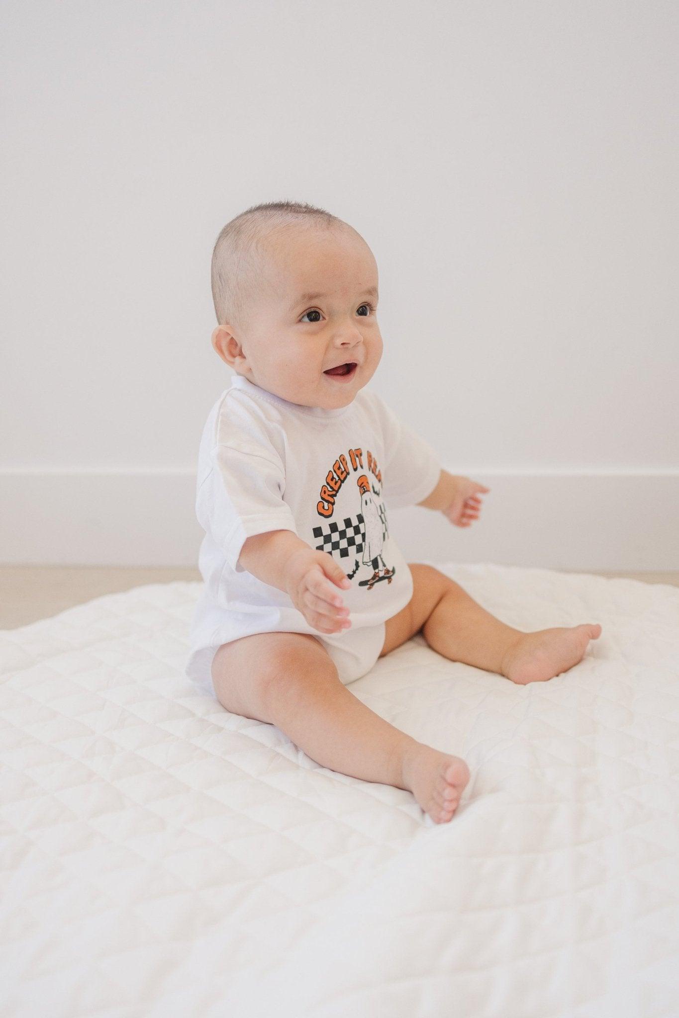 Creep It Real Organic Cotton T-Shirt Romper by Little Joy Co., product view 6