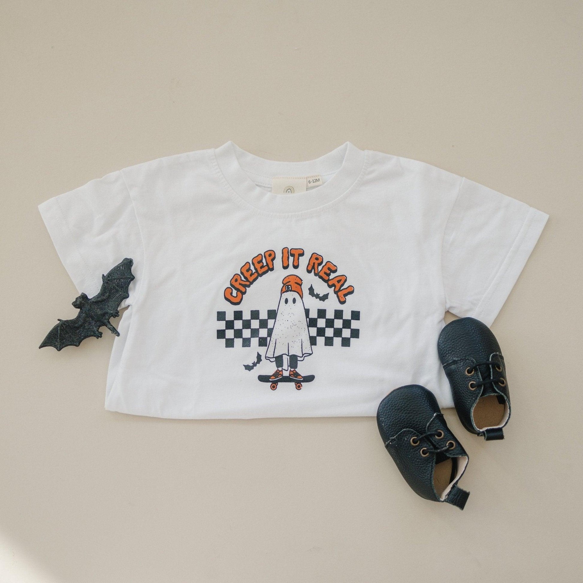 Creep It Real Organic Cotton T-Shirt Romper by Little Joy Co., product view 2