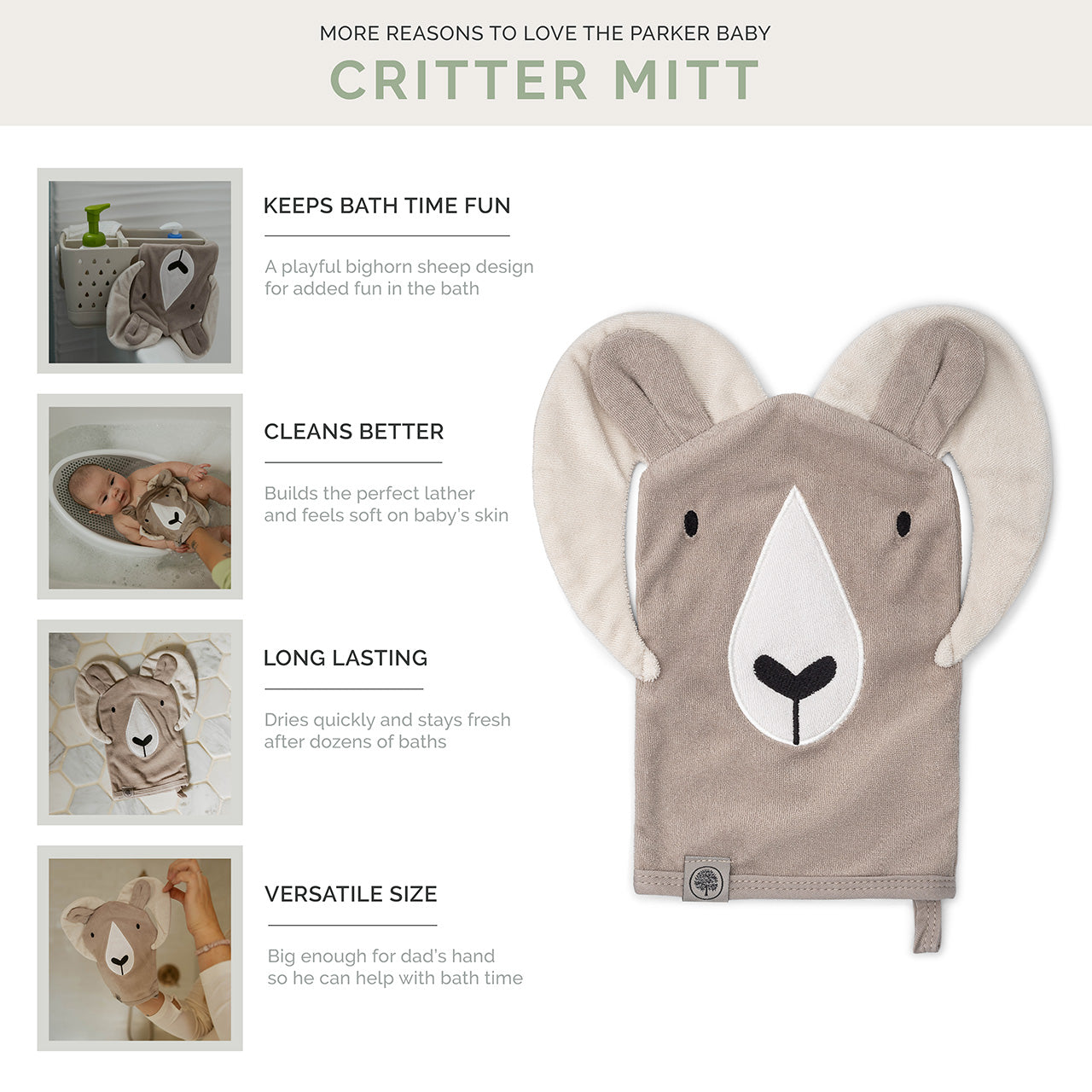 Washcloth Critter Mitt by Parker Baby Co., product view 3