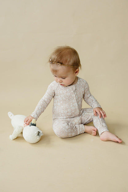 Dainty Ditsy Bamboo Zippy Romper by Little Joy Co., product view 15