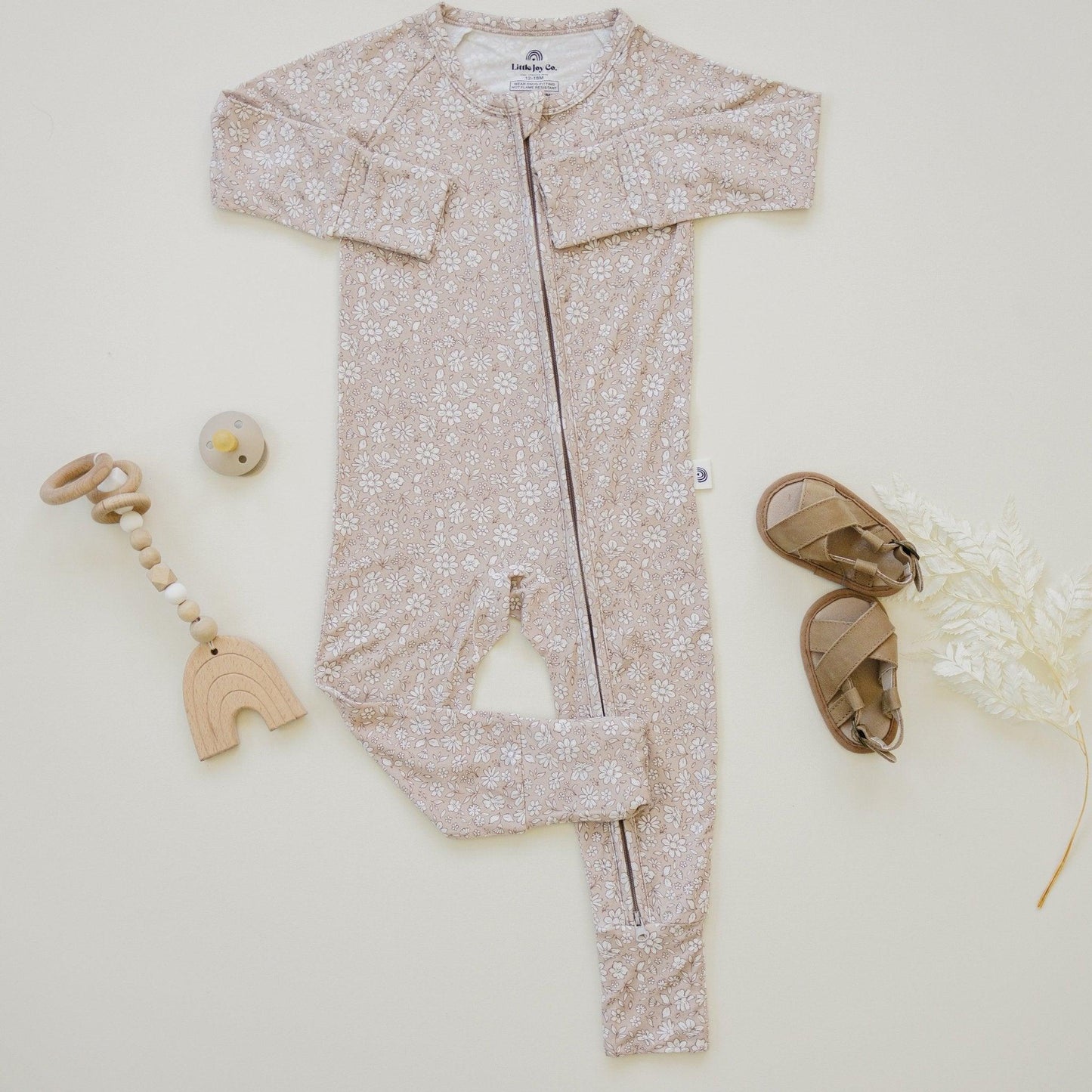 Dainty Ditsy Bamboo Zippy Romper by Little Joy Co., product view 8