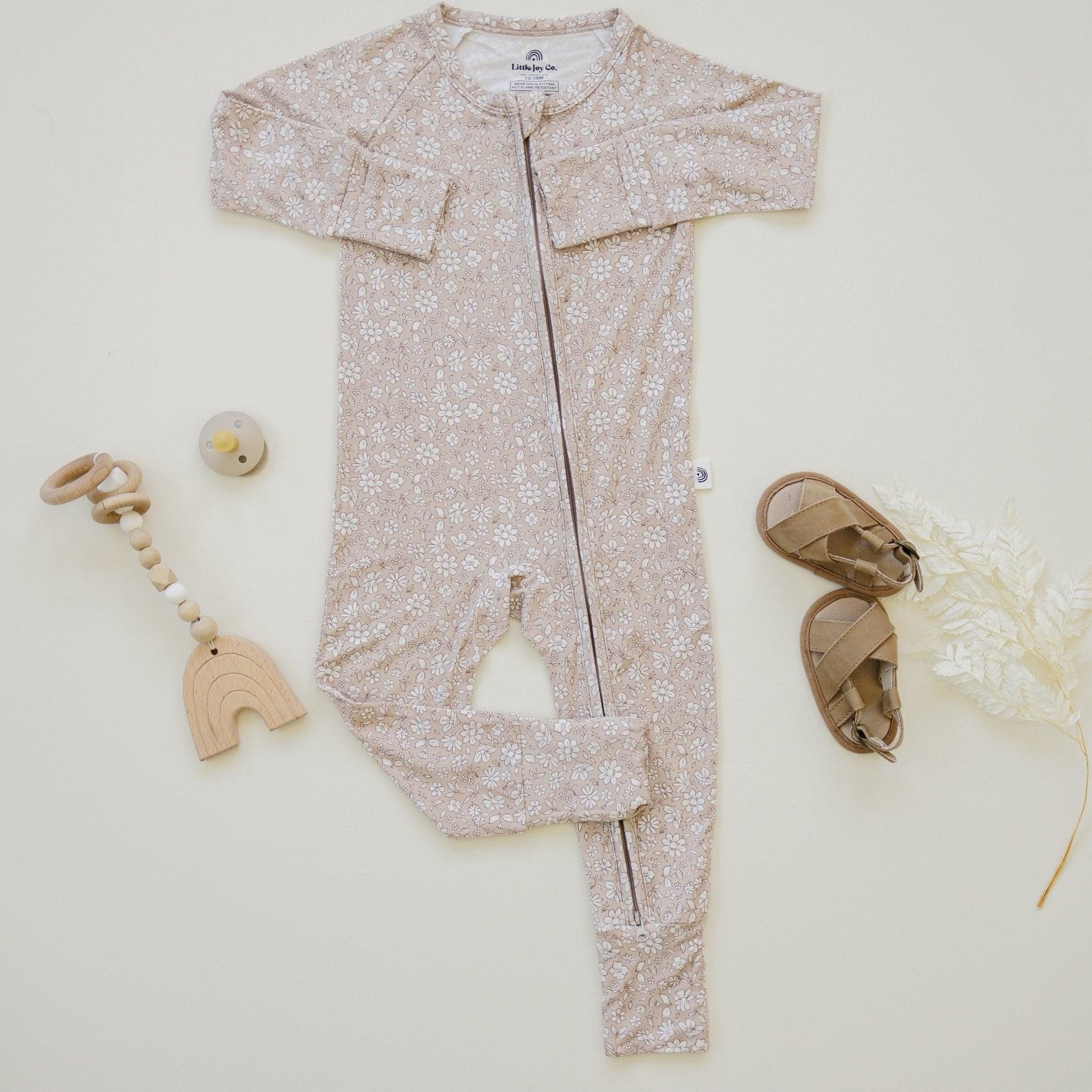 Dainty Ditsy Bamboo Zippy Romper by Little Joy Co., product view 8