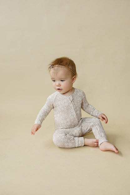 Dainty Ditsy Bamboo Zippy Romper by Little Joy Co., product view 17