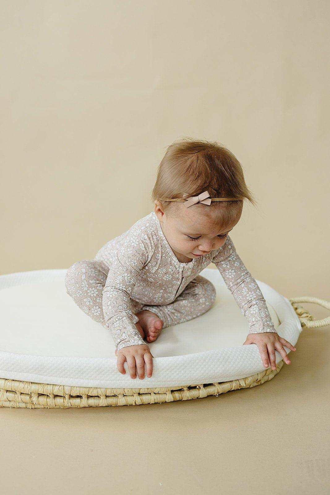 Dainty Ditsy Bamboo Zippy Romper by Little Joy Co., product view 13