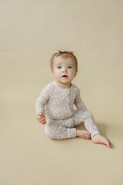 Dainty Ditsy Bamboo Zippy Romper by Little Joy Co., product view 18
