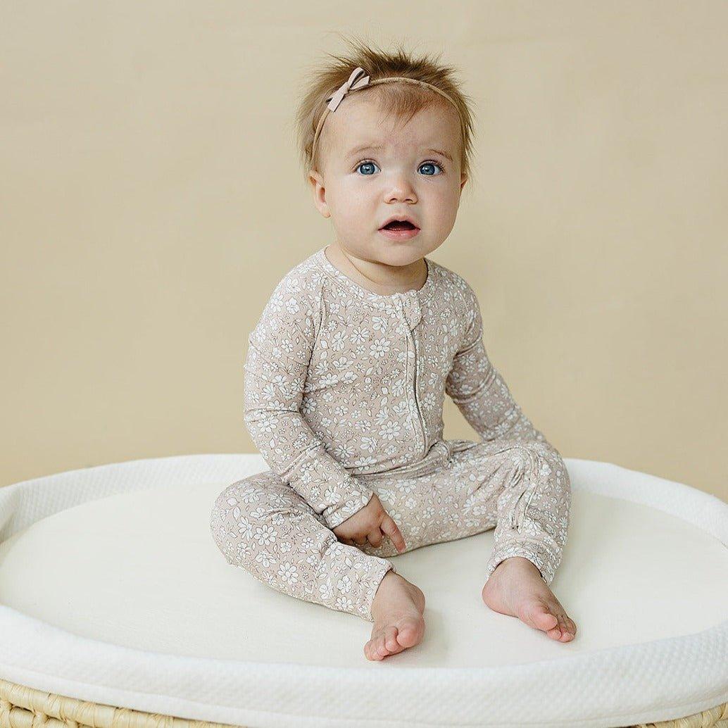 Dainty Ditsy Bamboo Zippy Romper by Little Joy Co., product view 7
