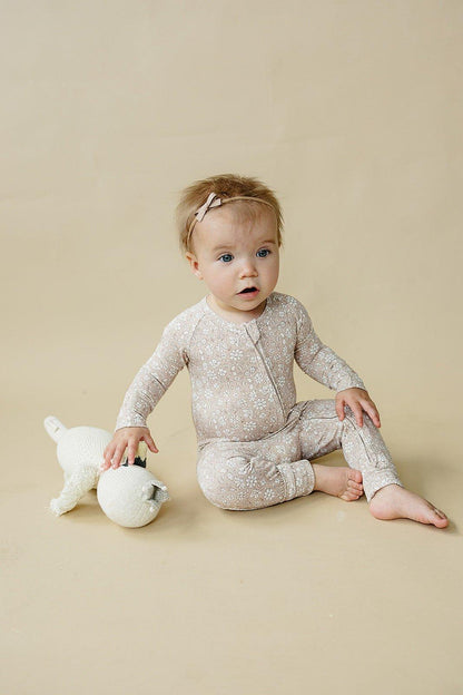 Dainty Ditsy Bamboo Zippy Romper by Little Joy Co., product view 16