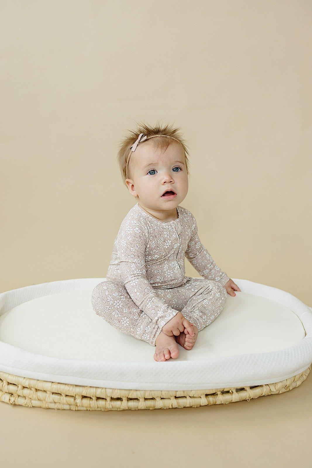 Dainty Ditsy Bamboo Zippy Romper by Little Joy Co., product view 14
