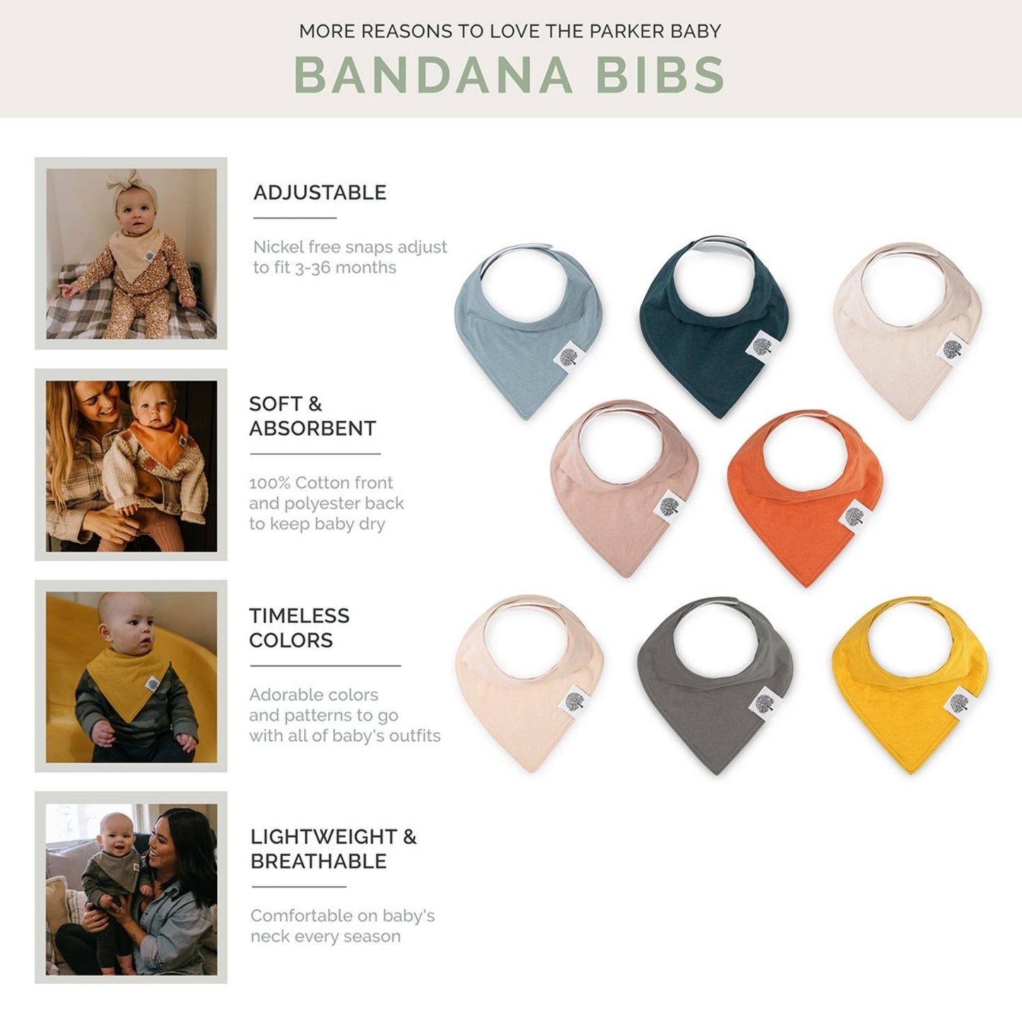 Dune Bandana Bib Set (8 pack) by Parker Baby Co., product view 3