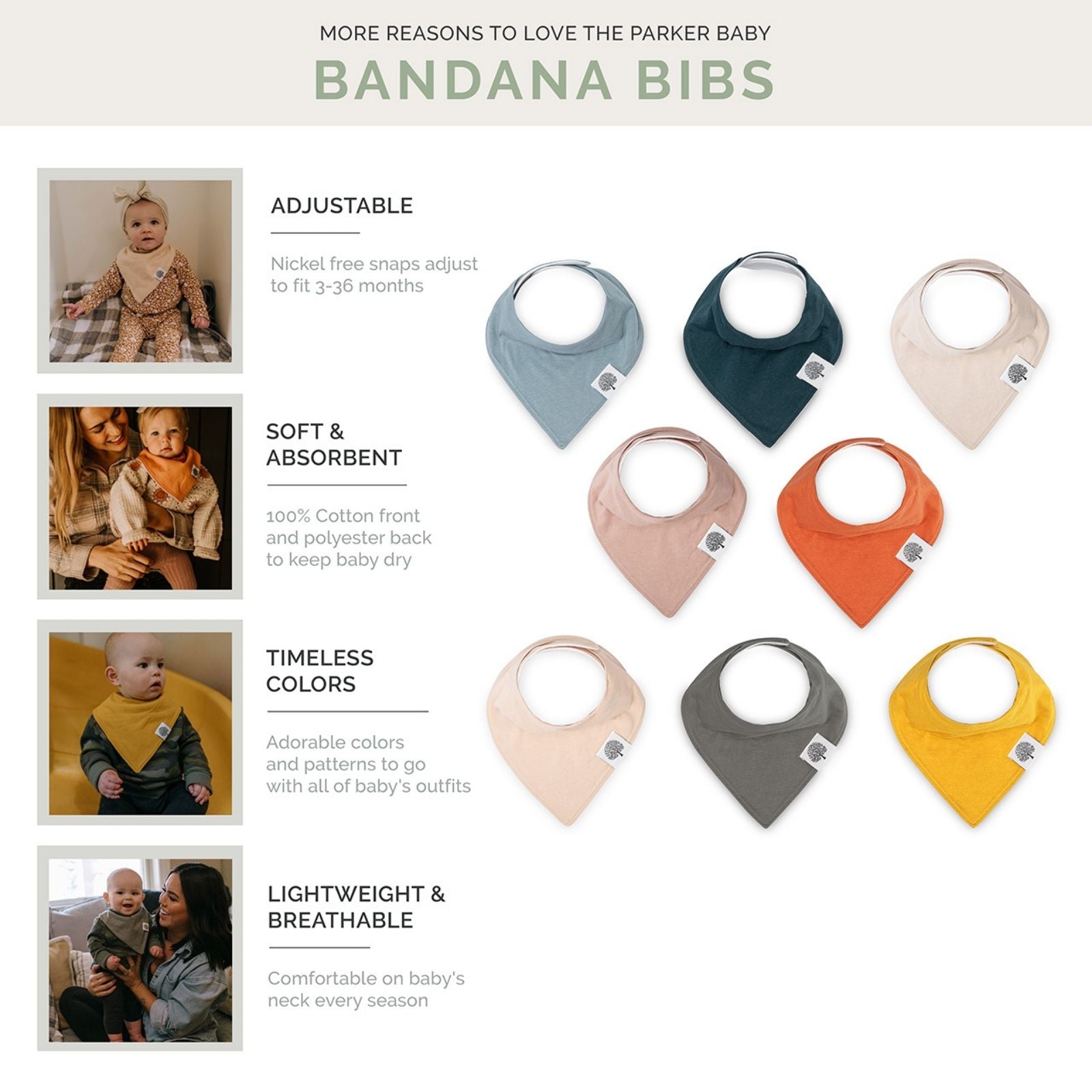 Dune Bandana Bib Set (8 pack) by Parker Baby Co., product view 3